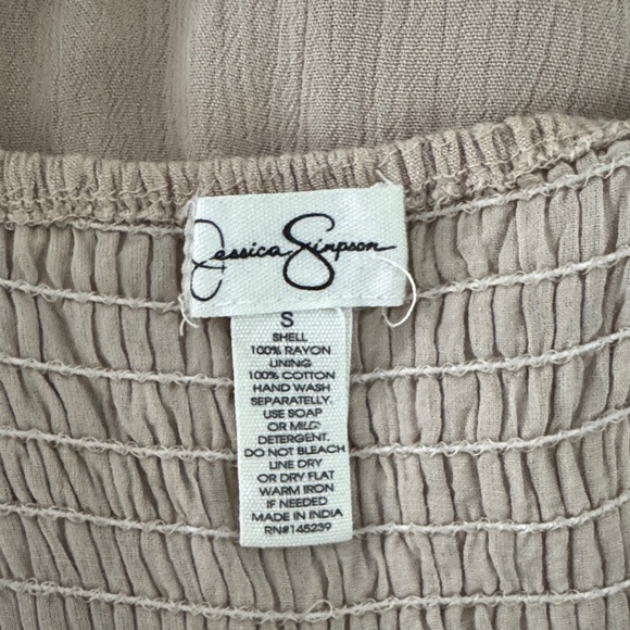 Jessica Simpson Taupe Midi Dress with White Embroidery - Picture 2 of 6